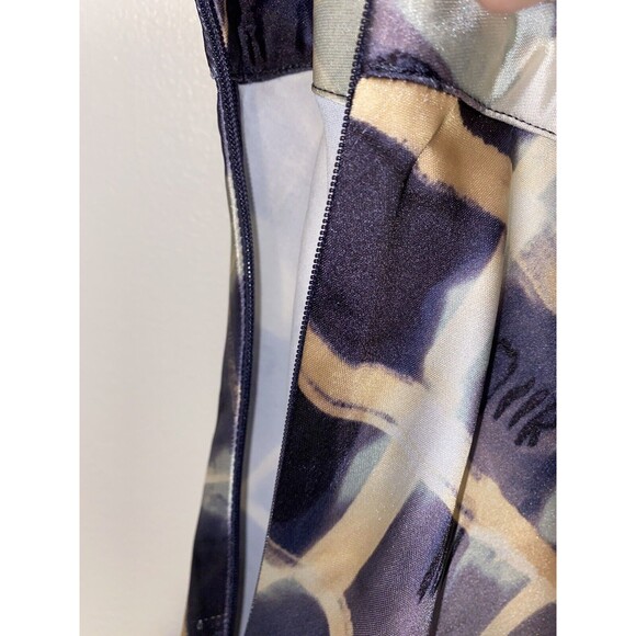 H&M Watercolor Green Purple Satin Skirt Size 4 - Picture 2 of 4